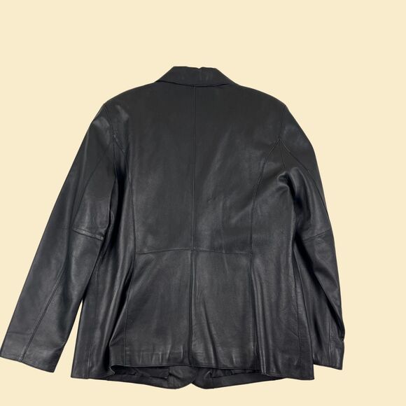 Y2K black leather jacket, size L Outbrook lambskin womens blazer style coat - Picture 6 of 6